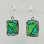 Peacock Dahlia Turquoise 1.25" 925 Sterling Silver Earring (RS107-129)