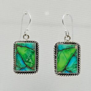 Peacock Dahlia Turquoise 1.25" 925 Sterling Silver Earring (RS107-129)