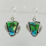 Peacock Dahlia Turquoise 1.25" 925 Sterling Silver Earring (RS107-130)
