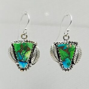 Peacock Dahlia Turquoise 1.25" 925 Sterling Silver Earring (RS107-130)