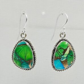 Peacock Dahlia Turquoise 1.25" 925 Sterling Silver Earring (RS107-131)
