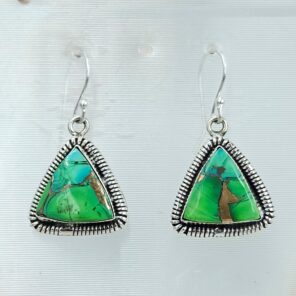 Peacock Dahlia Turquoise 1.25" 925 Sterling Silver Earring (RS107-166)