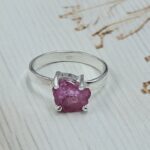 Raw Pink Tourmaline 925 Sterling Silver Ring (REXT131-2)