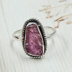 Raw Ruby Tourmaline 925 Sterling Silver Ring (REXT131-34)