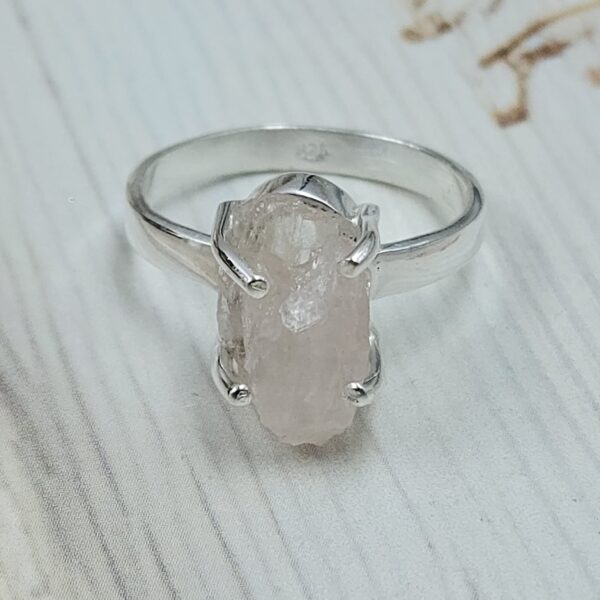 Raw Rose Quartz Tourmaline 925 Sterling Silver Ring (REXT131-25)