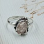 Raw Rose Quartz Tourmaline 925 Sterling Silver Ring (REXT131-26)