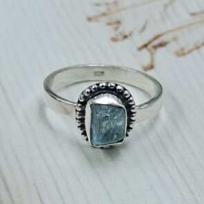 Raw Aquamarine Tourmaline 925 Sterling Silver Ring (REXT131-12)