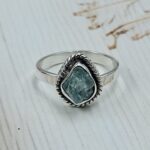 Raw Aquamarine Tourmaline 925 Sterling Silver Ring (REXT131-13)
