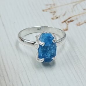 Raw Apatite Tourmaline 925 Sterling Silver Ring (REXT131-11)