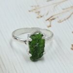 Raw Green Tourmaline 925 Sterling Silver Ring (REXT131-17)