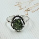 Raw Green Tourmaline 925 Sterling Silver Ring (REXT131-18)