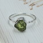 Raw Green Tourmaline 925 Sterling Silver Ring (REXT131-20)