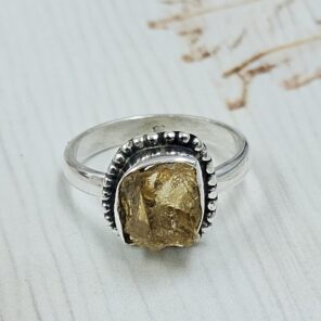 Raw Citrine Tourmaline 925 Sterling Silver Ring (REXT131-6)