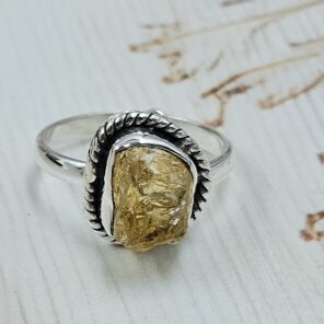 Raw Citrine Tourmaline 925 Sterling Silver Ring (REXT131-7)