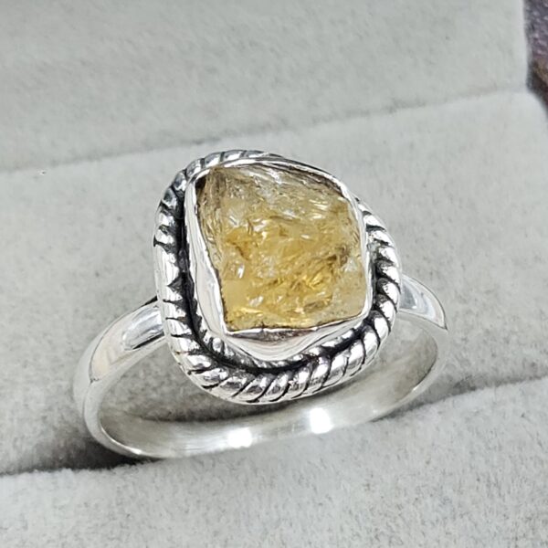Raw Citrine Tourmaline 925 Sterling Silver Ring (REXT131-7) - Image 2
