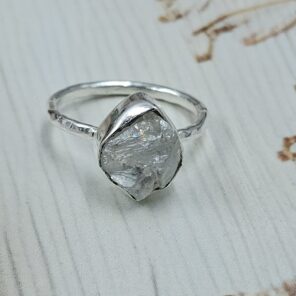 Raw Rainbow Moonstone Tourmaline 925 Sterling Silver Ring (REXT131-29)