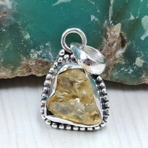 Raw Citrine 0.75" 925 Sterling Silver Pendant (REXT130-1)