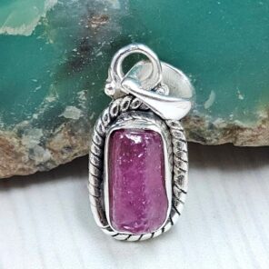 Raw Ruby 0.75" 925 Sterling Silver Pendant (REXT130-6)