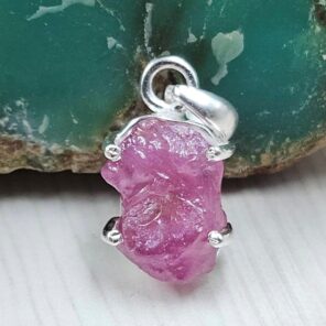 Raw Ruby 0.75" 925 Sterling Silver Pendant (REXT130-7)
