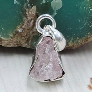Raw Rose Quartz 0.75" 925 Sterling Silver Pendant (REXT130-12)
