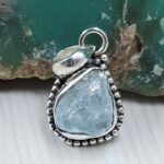 Raw Aquamarine 0.75" 925 Sterling Silver Pendant (REXT130-16)