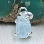 Raw Aquamarine 0.75" 925 Sterling Silver Pendant (REXT130-18)