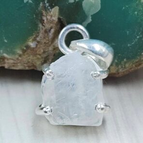 Raw Rainbow Moonstone 0.75" 925 Sterling Silver Pendant (REXT130-19)