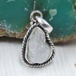 Raw Rainbow Moonstone 0.75" 925 Sterling Silver Pendant (REXT130-21)