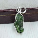 Raw Green Tourmaline 1" 925 Sterling Silver Pendant (REXT130-22)