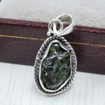 Raw Green Tourmaline 1" 925 Sterling Silver Pendant (REXT130-24)