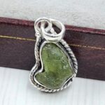 Raw Green Tourmaline 0.75" 925 Sterling Silver Pendant (REXT130-26)
