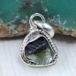 Raw Green Tourmaline 0.6" 925 Sterling Silver Pendant (REXT130-31)