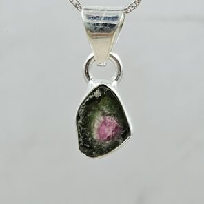 Watermelon Tourmaline 1" 925 Sterling Silver Pendant (RS17-559)