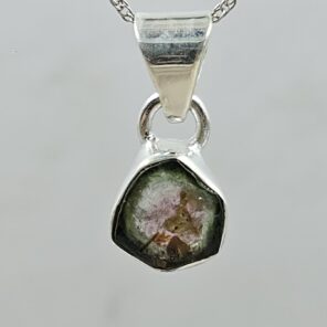 Watermelon Tourmaline 1" 925 Sterling Silver Pendant (RS17-556)