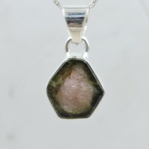 Watermelon Tourmaline 1" 925 Sterling Silver Pendant (RS17-561)