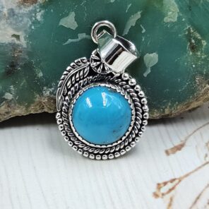 Kingman Turquoise Matt Finish 1.5" 925 Sterling Silver Pendant (REXT26-71)