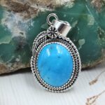 Kingman Turquoise Matt Finish 1.5" 925 Sterling Silver Pendant (REXT26-70)
