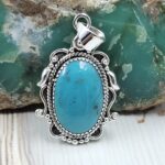 Kingman Turquoise Matt Finish 1.5" 925 Sterling Silver Pendant (REXT26-42)
