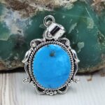 Kingman Turquoise Matt Finish 1.5" 925 Sterling Silver Pendant (REXT26-41)