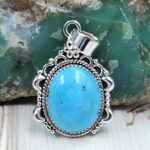 Kingman Turquoise Matt Finish 1.5" 925 Sterling Silver Pendant (REXT26-28)