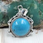 Kingman Turquoise Matt Finish 1.5" 925 Sterling Silver Pendant (REXT26-27)