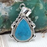 Kingman Turquoise Matt Finish 1.5" 925 Sterling Silver Pendant (REXT26-26)