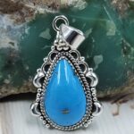 Kingman Turquoise Matt Finish 1.5" 925 Sterling Silver Pendant (REXT26-25)