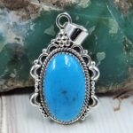 Kingman Turquoise Matt Finish 1.5" 925 Sterling Silver Pendant (REXT26-24)