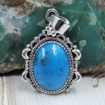 Kingman Turquoise Matt Finish 1.5" 925 Sterling Silver Pendant (REXT26-23)