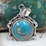 Kingman Turquoise Matt Finish 1.5" 925 Sterling Silver Pendant (REXT26-22)