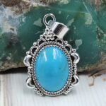 Kingman Turquoise Matt Finish 1.5" 925 Sterling Silver Pendant (REXT26-21)