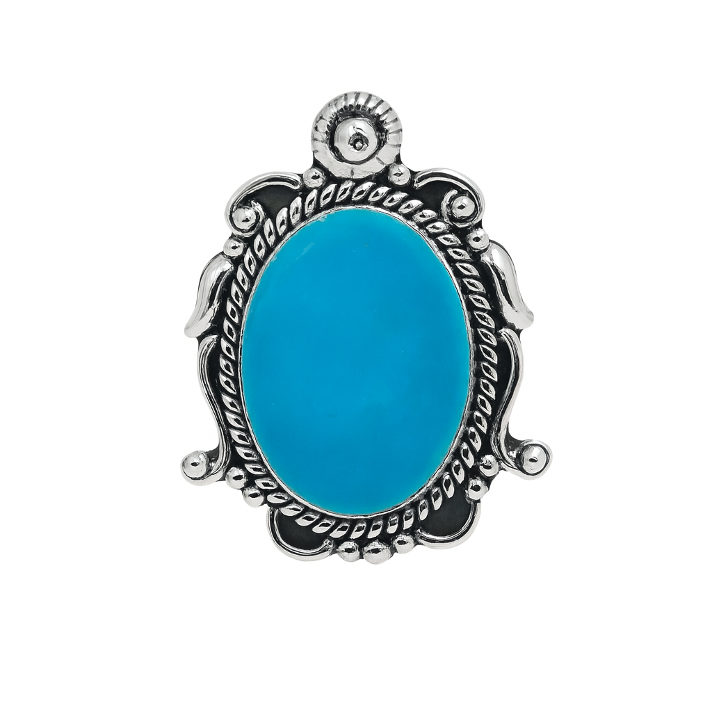 Kingman Turquoise Matt Finish 925 Sterling Silver Ring (REXT16-103)