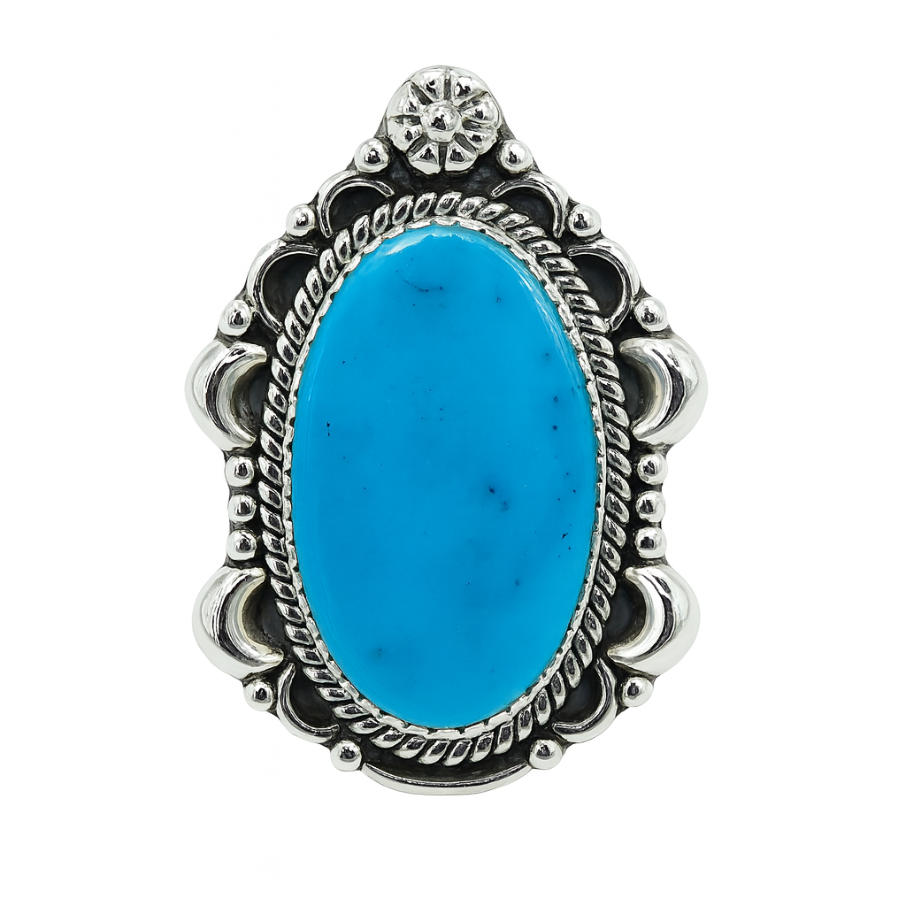 Kingman Turquoise Matt Finish 925 Sterling Silver Ring (REXT16-104)