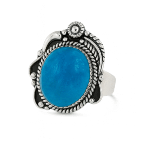 Kingman Turquoise Matt Finish 925 Sterling Silver Ring (REXT16-105)